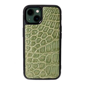 Designer iPhone 13 Case - Handmade Alligator - Oak Grove Color